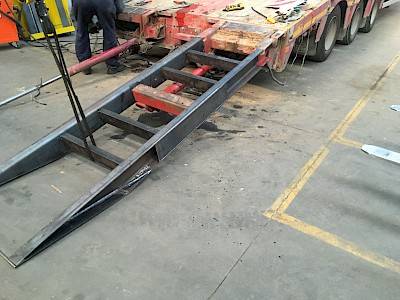 Trailer ramp in workshop